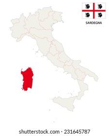 Sardinia Map With Flag