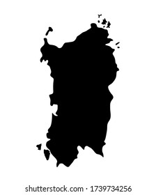 Silueta vectorial de Cerdeña aislada en fondo blanco. Mapa de Sardegna. Provincia de Italia. Símbolo de isla mediterráneo.