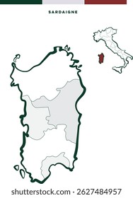 Region Sardinien in Italien - Vektorgrafik