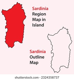 mapa de la región de Cerdeña en Isla