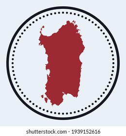 Sardinia round stamp. Round logo with island map and title. Stylish minimal Sardinia badge with map. Vector illustration.
