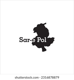 Mapa de Sar-e Pol y diseño de letras negras sobre fondo blanco