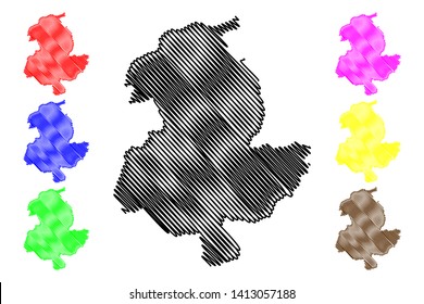 Sar-e Pol Province (Islamic Republic of Afghanistan, Provinces of Afghanistan) map vector illustration, scribble sketch Sari Pul map