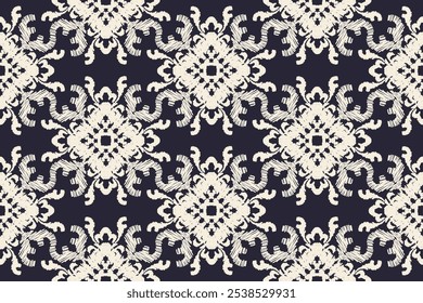 Saree  Embroidery Ikat Floral Pattern, Traditional Oriental Pattern, Ikat Embroidery Design for Fabric, Cloth, Wrapping, Decoration