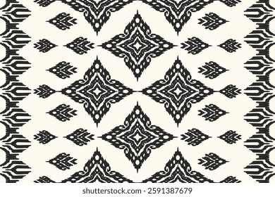 Saree Saree Embroidery Ikat Floral Pattern, Traditional Oriental Pattern, Ikat Embroidery Design for Fabric, Cloth, Wrapping, Decoration