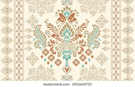 Saree Motifs Ikat floral paisley embroidery floral.ikat ethnic oriental pattern traditional.Ikat embroidery   style abstract embroidery design for texture,fabric,clothing,wrapping,decoration