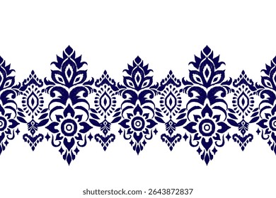 saree pattern.Ikat floral design pattern on white background vector illustration.Ikat ethnic oriental embroidery traditional.Ikat Aztec style.design for texture,fabric,clothing,wrapping,decoration.