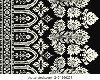 Saree sarong Motivos Ikat floral paisley étnico bordado floral.ikat étnico oriental patrón tradicional.Ikat bordado saree estilo étnico bordado abstracto para textura, tela, ropa, decoración