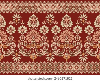 Saree Sarong Motive Ikat Blumen Paisley Ethnische Stickerei Floral.ikat Ethnische orientalische Muster traditionell.Ikat Stickerei Saree Ethnische Stil Abstrakte Stickerei für Textur, Stoff, Kleidung, Dekoration