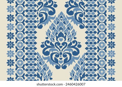 Saree Sarong Motifs Ikat floral paisley embroidery floral.ikat ethnic oriental pattern traditional.Ikat embroidery style abstract embroidery design for texture, fabric, clothing, wrapping, decoration