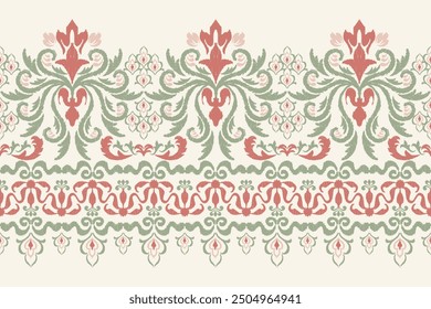 Saree Sarong Motifs Ikat floral paisley embroidery floral.ikat ethnic oriental pattern traditional.Ikat embroidery style abstract embroidery design for texture, fabric, clothing, wrapping, decoration