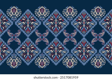 Saree Sarong Motifs Ikat floral paisley embroidery floral.ikat ethnic oriental pattern traditional.Ikat embroidery style abstract embroidery design for texture,fabric,clothing,wrapping,decoration