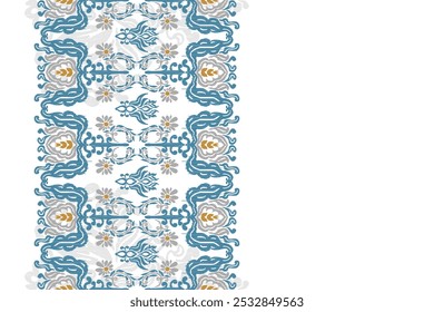 Saree Sarong Motifs Ikat floral paisley embroidery floral.ikat ethnic oriental  seamless pattern traditional.Ikat embroidery style abstract embroidery design for texture,fabric,clothing,wrapping.