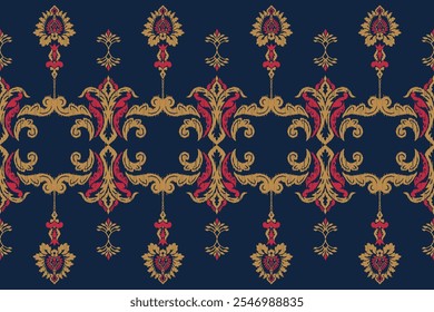 Saree Sarong Motifs Ikat floral paisley embroidery floral.ikat ethnic oriental  seamless pattern traditional.Ikat embroidery style abstract embroidery design for texture,fabric,clothing,wrapping.