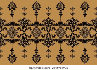 Saree Sarong Motifs Ikat floral paisley embroidery floral.ikat ethnic oriental  seamless pattern traditional.Ikat embroidery style abstract embroidery design for texture,fabric,clothing,wrapping.