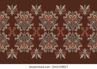 Saree Sarong Motifs Ikat floral paisley embroidery floral.ikat ethnic oriental  seamless pattern traditional.Ikat embroidery style abstract embroidery design for texture,fabric,clothing,wrapping.