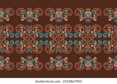 Saree Sarong Motifs Ikat floral paisley bordado floral.ikat étnico padrão oriental sem costura tradicional.Ikat bordado estilo abstrato bordado design para textura, tecido, roupas, embalagem.