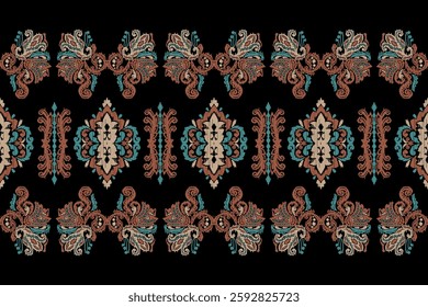 Saree Sarong Motifs Ikat floral paisley embroidery floral.ikat ethnic oriental  seamless pattern traditional.Ikat embroidery style abstract embroidery design for texture,fabric,clothing,wrapping.