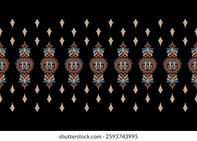 Saree Sarong Motifs Ikat floral paisley embroidery floral.ikat ethnic oriental  seamless pattern traditional.Ikat embroidery style abstract embroidery design for texture,fabric,clothing,wrapping.