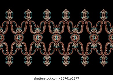 Saree Sarong Motifs Ikat floral paisley embroidery floral.ikat ethnic oriental  seamless pattern traditional.Ikat embroidery style abstract embroidery design for texture,fabric,clothing,wrapping.