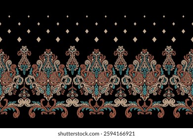 Saree Sarong Motifs Ikat floral paisley embroidery floral.ikat ethnic oriental  seamless pattern traditional.Ikat embroidery style abstract embroidery design for texture,fabric,clothing,wrapping.