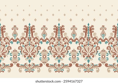 Saree Sarong Motifs Ikat floral paisley embroidery floral.ikat ethnic oriental  seamless pattern traditional.Ikat embroidery style abstract embroidery design for texture,fabric,clothing,wrapping.