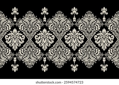 Saree Sarong Motifs Ikat floral paisley embroidery floral.ikat ethnic oriental seamless pattern traditional.Ikat embroidery style abstract embroidery design for texture,fabric,clothing,wrapping.