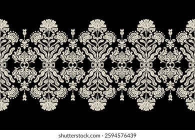 Saree Sarong Motifs Ikat floral paisley embroidery floral.ikat ethnic oriental  seamless pattern traditional.Ikat embroidery style abstract embroidery design for texture,fabric,clothing,wrapping.