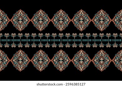 Saree Sarong Motifs Ikat floral paisley embroidery floral.ikat ethnic oriental  seamless pattern traditional.Ikat embroidery style abstract embroidery design for texture,fabric,clothing,wrapping.