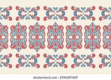 Saree Sarong Motifs Ikat floral paisley embroidery floral.ikat ethnic oriental  seamless pattern traditional.Ikat embroidery style abstract embroidery design for texture,fabric,clothing,wrapping.
