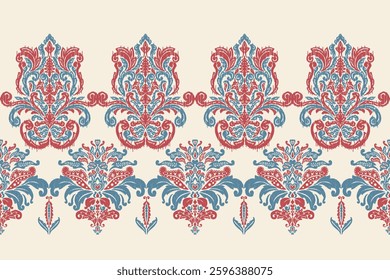 Saree Sarong Motifs Ikat floral paisley embroidery floral.ikat ethnic oriental  seamless pattern traditional.Ikat embroidery style abstract embroidery design for texture,fabric,clothing,wrapping.
