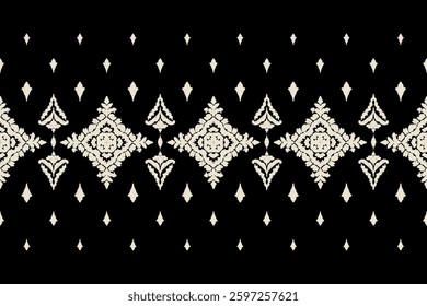 Saree Sarong Motifs Ikat floral paisley embroidery floral.ikat ethnic oriental  seamless pattern traditional.Ikat embroidery style abstract embroidery design for texture,fabric,clothing,wrapping.