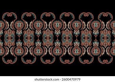 Saree Sarong Motifs Ikat floral paisley embroidery floral.ikat ethnic oriental  seamless pattern traditional.Ikat embroidery style abstract embroidery design for texture,fabric,clothing,wrapping.
