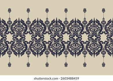 Saree Sarong Motifs Ikat floral paisley embroidery floral.ikat ethnic oriental  seamless pattern traditional.Ikat embroidery style abstract embroidery design for texture,fabric,clothing,wrapping.