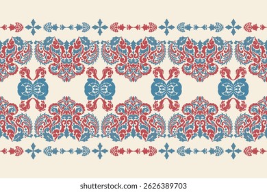 Saree Sarong Motifs Ikat floral paisley embroidery floral.ikat ethnic oriental pattern traditional.Ikat embroidery style abstract embroidery design for texture,fabric,clothing,wrapping,decoration
