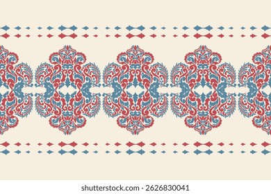 Saree Sarong Motifs Ikat floral paisley embroidery floral.ikat ethnic oriental pattern traditional.Ikat embroidery style abstract embroidery design for texture,fabric,clothing,wrapping,decoration