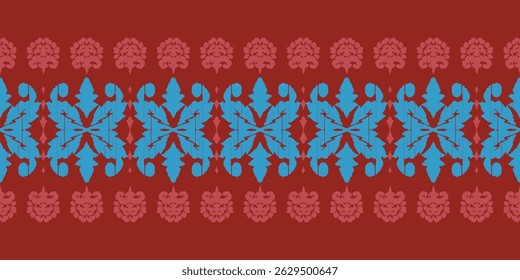 Saree Sarong Motifs Ikat floral paisley embroidery floral.ikat ethnic oriental pattern traditional.Ikat embroidery style abstract embroidery design for texture,fabric,clothing,wrapping,decoration