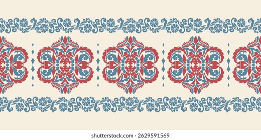 Saree Sarong Motifs Ikat floral paisley bordado floral.ikat étnico padrão oriental tradicional.Ikat bordado estilo abstrato bordado design para textura, tecido, roupas, envoltório, decoração