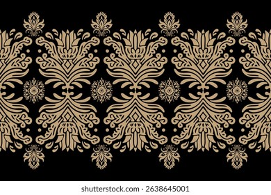 Saree Sarong Motifs Ikat floral paisley embroidery floral border.ikat ethnic oriental seamless pattern traditional.Ikat embroidery style abstract embroidery design for texture, fabric, clothing