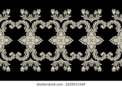 Saree Sarong Motifs Ikat floral paisley embroidery floral.ikat ethnic oriental pattern traditional.Ikat embroidery style abstract embroidery design for texture,fabric,clothing,wrapping,decoration