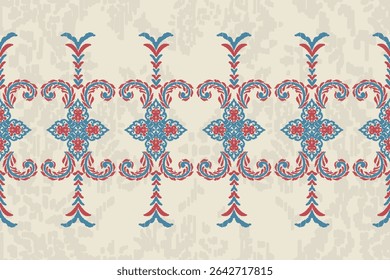 Saree Sarong Motifs Ikat floral paisley embroidery floral.ikat ethnic oriental pattern traditional.Ikat embroidery style abstract embroidery design for texture,fabric,clothing,wrapping,decoration