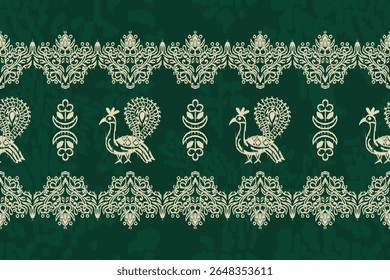 Saree Sarong Motifs Ikat floral paisley embroidery floral.ikat ethnic oriental pattern traditional.Ikat embroidery style abstract embroidery design for texture,fabric,clothing,wrapping,decoration