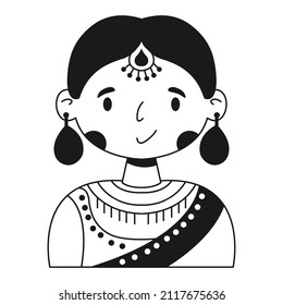 Saree traditional dress avatar icon. Fashion traditional solid style 
