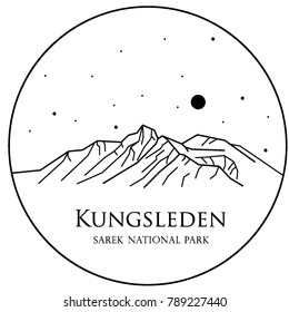 Sarek National Park. Kungsleden. Vector illustration