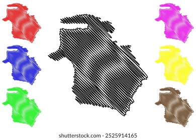 Sarganserland District (Suíça, Confederação Suíça, Cantão de St Gall, St. Gallen ou Sankt Gallen) mapa ilustração vetorial, esboço de rabisco Wahlkreis Sarganserland mapa