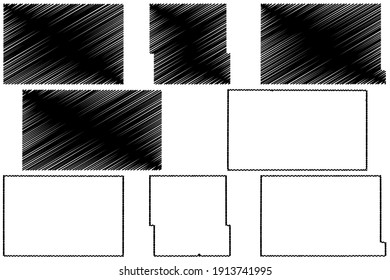 Sargent, Rolette, Ransom and Logan County, North Dakota State (U.S. county, United States of America) map vector illustration, scribble sketch map