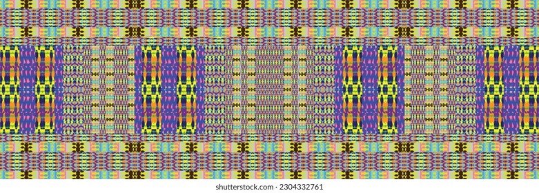 Sari indian seamless pattern. Tribal art border abstract print. Ethnic ornament. 
Repeating background texture. Fabric, cloth design