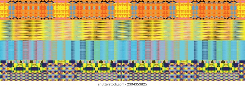 Sari indian seamless pattern. Tribal art border abstract print. Ethnic ornament. 
Repeating background texture. Fabric, cloth design