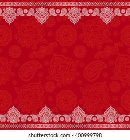 Sari indian seamless pattern. Tribal art border abstract print. Ethnic ornament. Repeating background texture. Fabric, cloth design