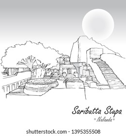 saributta stupa vector building background